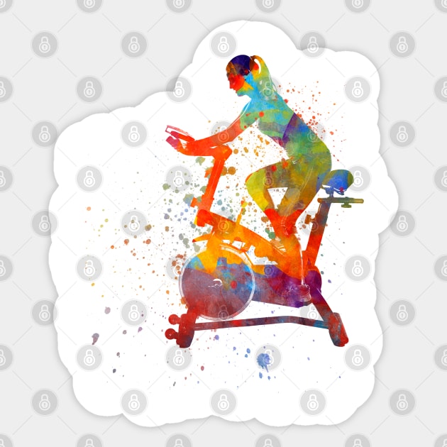 woman riding an exercise spin bike in the gym Sticker by PaulrommerArt